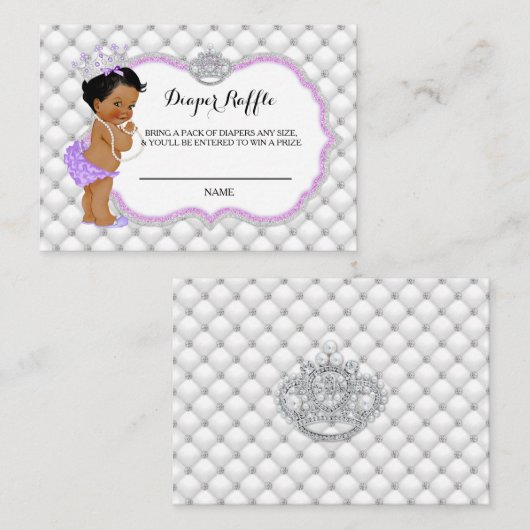 プリンセスグリッターダイヤモンドおむつラッフルチケット エンクロージャーカード (正面/裏面)