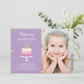 プリンセスケーキフォトバースデーパーティーへの招待 招待状 (スタンド正面)