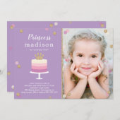 プリンセスケーキフォトバースデーパーティーへの招待 招待状 (正面/裏面)