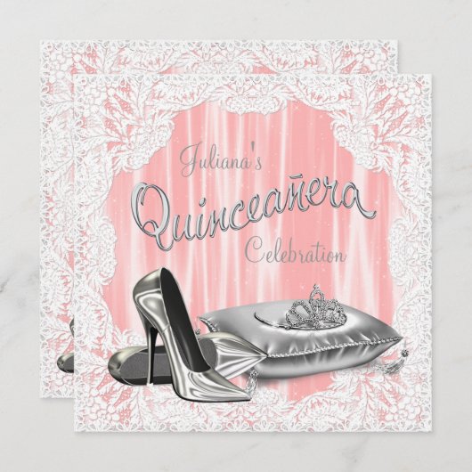 プリンセスコーラルグレーキンセアニェラ 招待状 (正面/裏面)