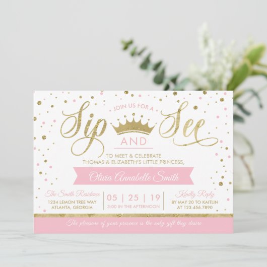 プリンセスシップとシーベイビーシャワー招待状 招待状 (スタンド正面)