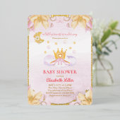 プリンセスシューズ及びクラウンベビーシャワー 箔招待状 (立ち正面)