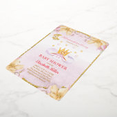 プリンセスシューズ及びクラウンベビーシャワー 箔招待状 (回転した状態)