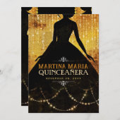 プリンセスシルエットアーバン金ゴールドブデイキンセアニェラ 招待状 (正面/裏面)