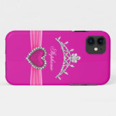 プリンセスシルバーティアラホットピンクのiPhone 5ケース Case-Mate iPhoneケース (裏面(横))