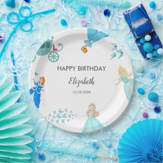 プリンセスシンデレラバースデーパーティーデコレーション ペーパープレート (パーティー)