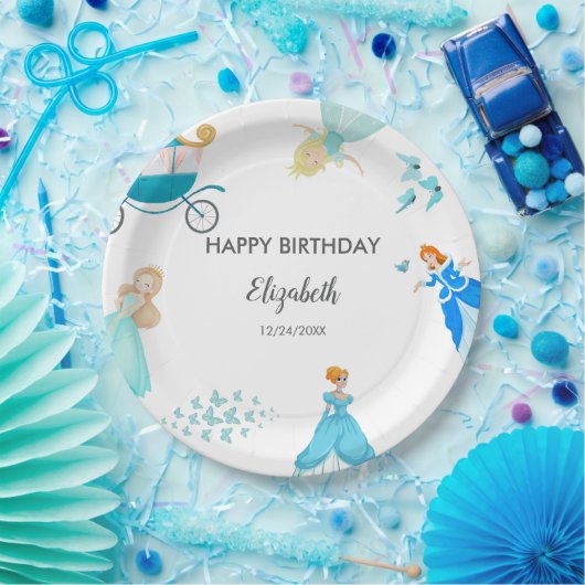 プリンセスシンデレラバースデーパーティーデコレーション ペーパープレート (パーティー)