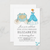 プリンセスシンデレラバースデーパーティーデコレーション 招待状 (正面/裏面)