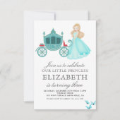 プリンセスシンデレラバースデーパーティーデコレーション 招待状 (正面)