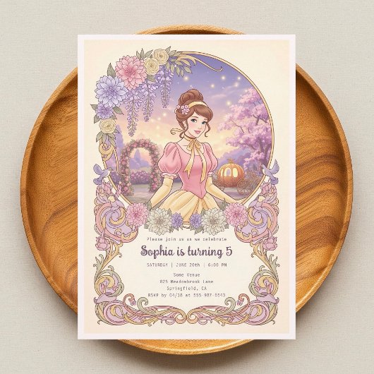 プリンセスシンデレラ フローラル バースデー 招待状