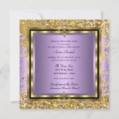 プリンセススイート16金ゴールド薄紫紫パーティー 招待状 (裏面)