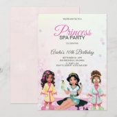 プリンセススパパーティーの誕生日招待状 招待状 (正面/裏面)