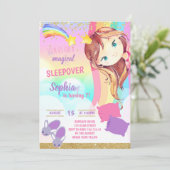 プリンセススリーポーバーパーティースランバーガール誕生日 招待状 (スタンド正面)