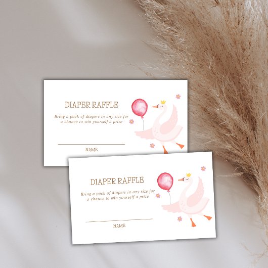 プリンセススワンバルーンおむつラッフルベビーシャワー エンクロージャーカード