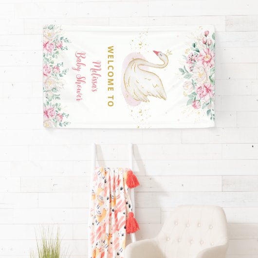 プリンセススワンベビーシャワーウェルカム 横断幕 (インサイチュ)