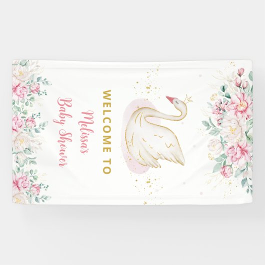 プリンセススワンベビーシャワーウェルカム 横断幕 (横)