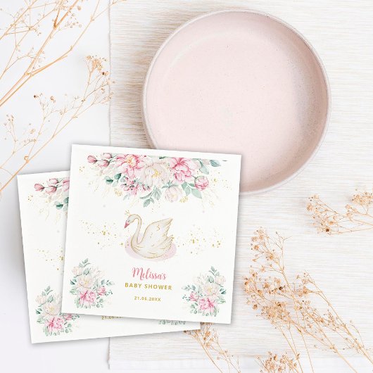 プリンセススワンベビーシャワー スタンダードカクテルナプキン