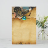 プリンセスセントジョージおよびドラゴン、羊皮紙のモノグラム 便箋 (スタンド正面)