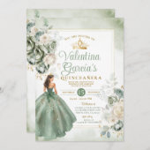 プリンセスセージグリーンクインセアニラ15アノス金ゴールドクラウン 招待状 (正面/裏面)