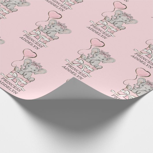 プリンセスゾウピンクのバルーンの子の名前 ラッピングペーパー (角)
