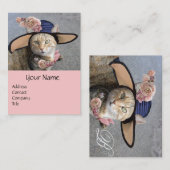 プリンセスタエレガントス/キャット、ビッグDIVA帽子とバラ 名刺 (正面/裏面)