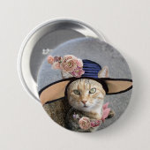 プリンセスタエレガントス/キャット、ビッグDIVA帽子とバラ 缶バッジ (正面&裏面)