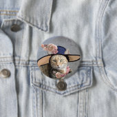 プリンセスタエレガントス/キャット、ビッグDIVA帽子とバラ 缶バッジ (インサイチュ)