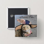 プリンセスタエレガントス/キャット、ビッグDIVA帽子とバラ 缶バッジ (正面&裏面)