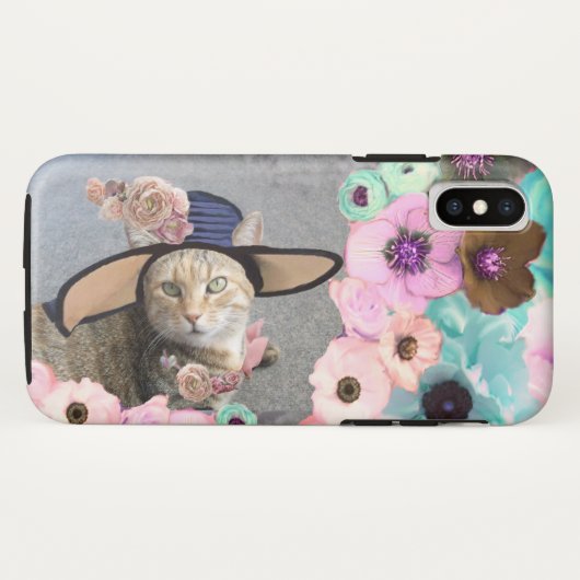 プリンセスタエレガントス/キャット、ビッグDIVA帽子とバラ Case-Mate iPhoneケース (裏面(横))