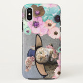 プリンセスタエレガントス/キャット、ビッグDIVA帽子とバラ Case-Mate iPhoneケース (裏面)