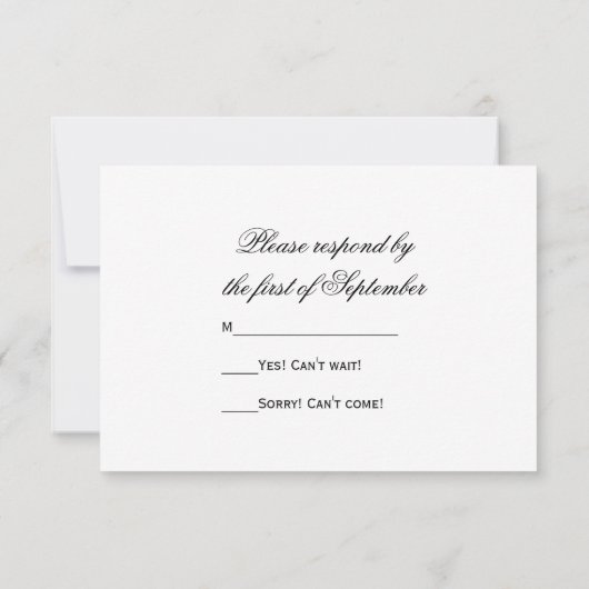 プリンセスダイヤモンドリングや輪とパールウェディングRSVPカード 出欠カード (裏面)