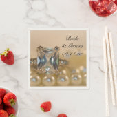 プリンセスダイヤモンドリングや輪とホワイトパール結婚ズ スタンダードカクテルナプキン (インサイチュ)