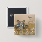 プリンセスダイヤモンドリングや輪とホワイトパール結婚ズ 缶バッジ (正面&裏面)