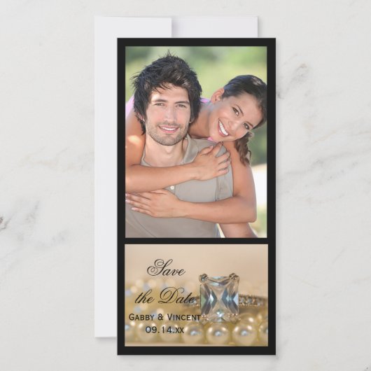 プリンセスダイヤモンドリングや輪真珠の結婚式日付を保存 セーブザデート (正面)