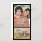 プリンセスダイヤモンドリングや輪真珠の結婚式日付を保存 セーブザデート (正面/裏面)