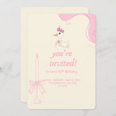 プリンセスダックキュートピンクバースデーパーティー招待状 招待状 (正面/裏面)