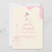プリンセスダックキュートピンクバースデーパーティー招待状 招待状 (正面)