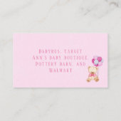 プリンセスチェアテディベアバルーンガールレジストリ 名刺 (裏面)