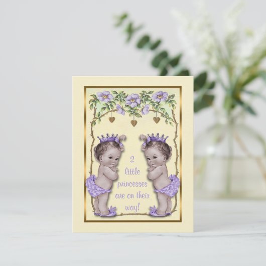 プリンセスツインヴィンテージバラ&ハートベビーシャワー 招待状 (スタンド正面)