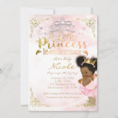 プリンセスツツ&金ゴールドクラウンエスニックベビーガールシャワー 招待状 (正面)