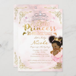 プリンセスツツ&金ゴールドクラウンエスニックベビーガールシャワー 招待状