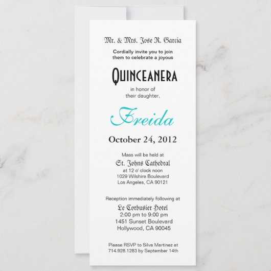 プリンセスティアラキンセアニェラ（アクア） 招待状 (裏面)