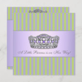 プリンセスティアラグリーンパープルガールベビーシャワー 招待状 (正面/裏面)