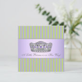 プリンセスティアラグリーンパープルガールベビーシャワー 招待状 (スタンド正面)