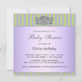 プリンセスティアラグリーンパープルガールベビーシャワー 招待状 (裏面)