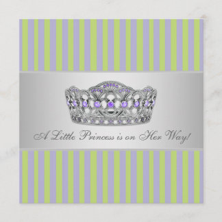プリンセスティアラグリーンパープルガールベビーシャワー 招待状