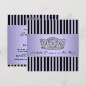 プリンセスティアラパープルブラックベビーガールシャワー 招待状 (正面/裏面)