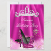プリンセスティアラピンクハイヒール金ゴールド誕生日パーティー 招待状 (裏面)