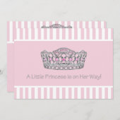 プリンセスティアラピンクプリンセスガールベビーシャワー 招待状 (正面/裏面)