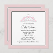 プリンセスティアラピンクプリンセスベビーシャワー 招待状 (正面/裏面)